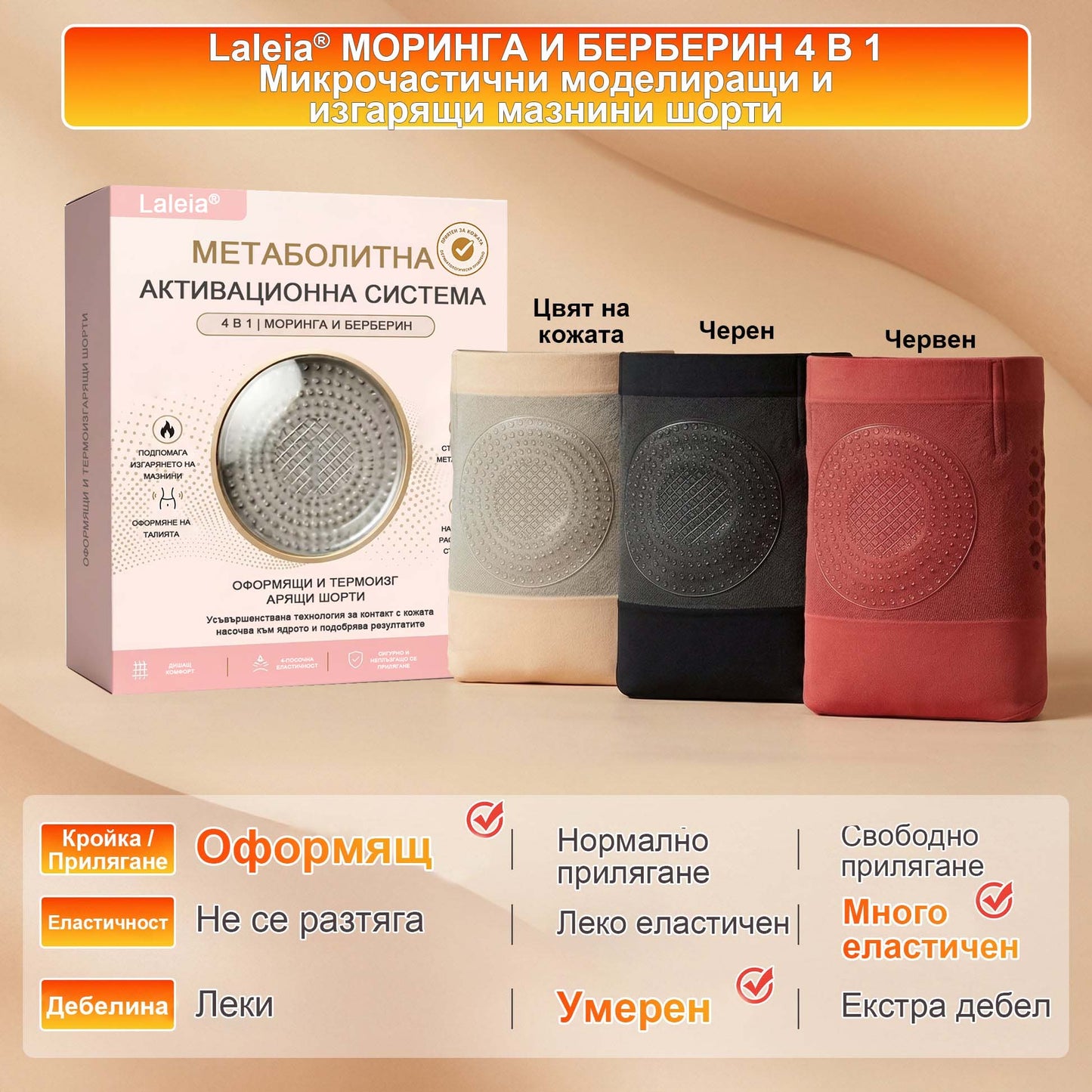 Laleia® 2026 Моринга и Берберин 4-в-1 Микрочастични скулптиращи шорти за изгаряне на мазнини🛡️